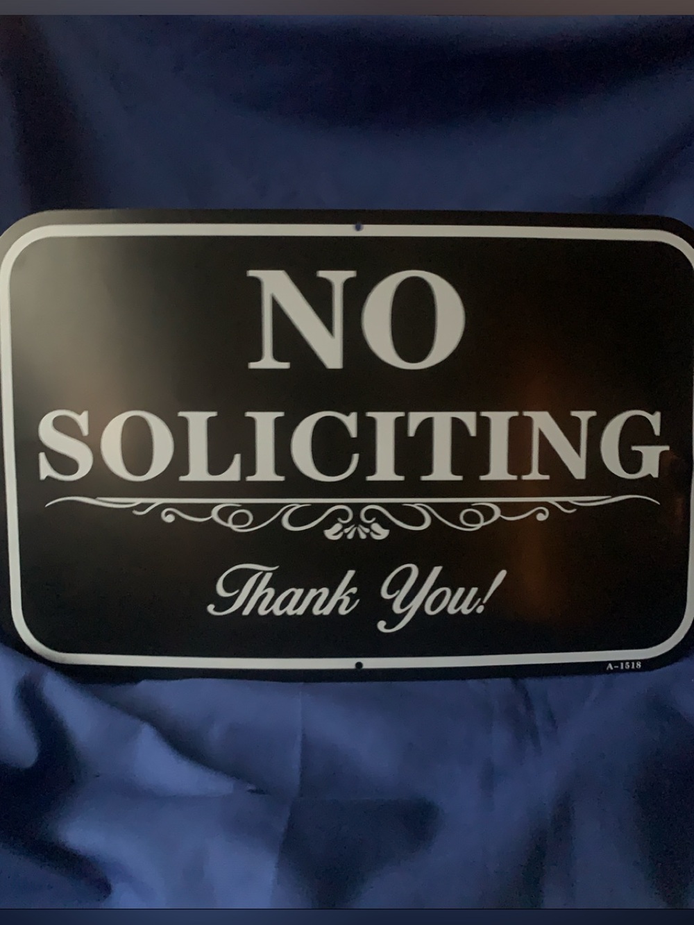 Large Black and White "No Soliciting Thank You" Sign